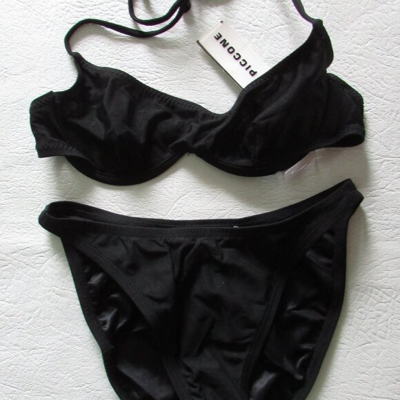 Robin Piccone Black High Cut Leg Bikini - Sz S - NEW - Picture 9 of 9